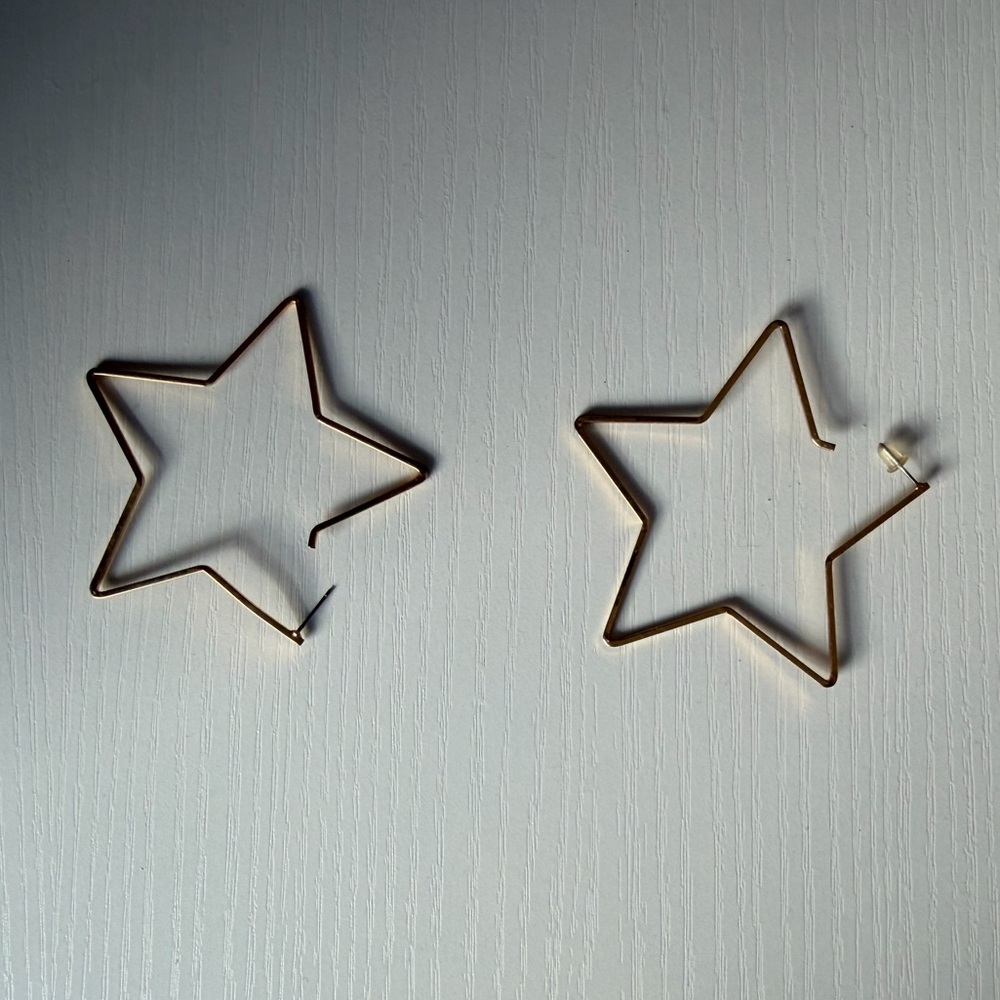 Gold Star Hoop Earrings